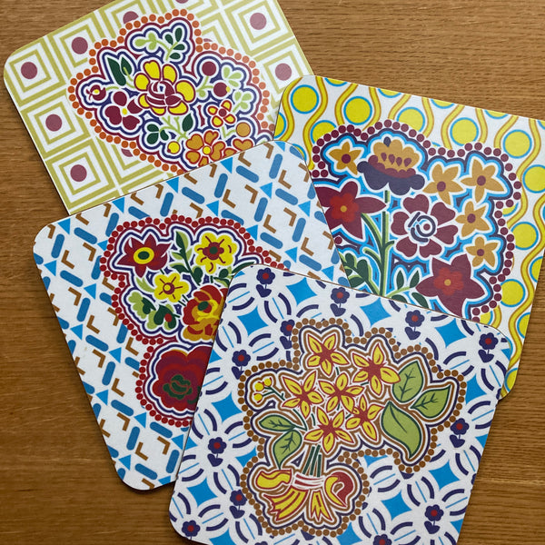 Silks: 4 Sale Price mats - Joyous Glorious Vivacious Marvellous tablemats placemats